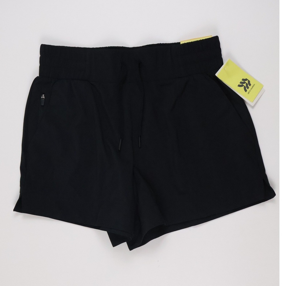 All in Motion Woven Shorts Mid Rise Black Solid S NWT